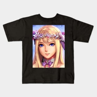 Blonde Anime Girl Kids T-Shirt